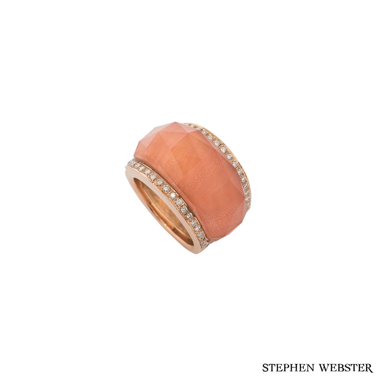 Stephen Webster Rose Gold Crystal Haze Coral And Diamond Ring Rich Diamonds